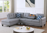 Irine - Faux Leather Sectional Sofa With Ottoman - Gray - Furniture Home Direct