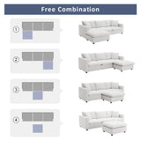 Modern Sectional Sofa With Throw Pillows, Cloud L Shaped Couch Set With Wide 4 Seat Comfy Couch Set With Movable Ottoman - Furniture Home Direct