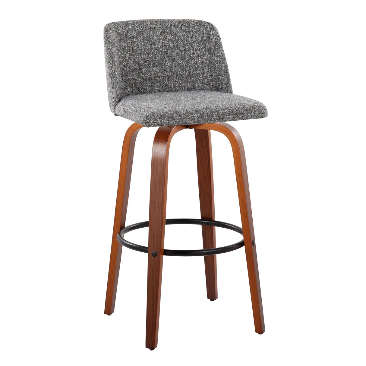 Toriano - Mid Century Modern Fixed Height Barstool Swivel And Round Footrest (Set of 2) - Furniture Home Direct