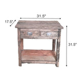 Rustic 2 Drawer Kitchen Island - Wood - Furniture Home Direct