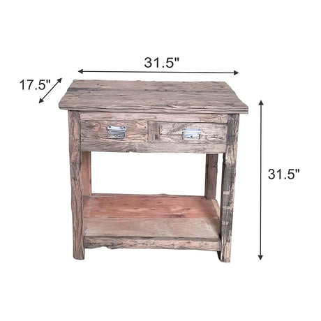 Rustic 2 Drawer Kitchen Island - Wood - Furniture Home Direct