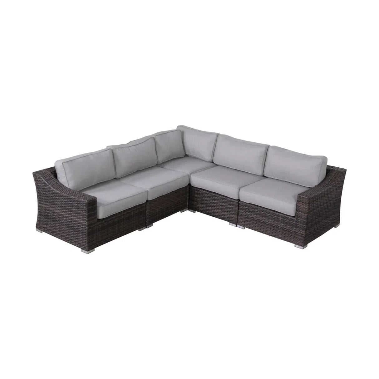 Contemporary Outdoor Rattan Wicker Sectional Seating Group With Cushions - Furniture Home Direct