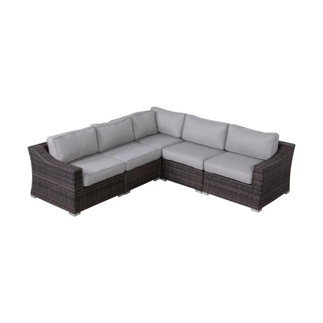 Contemporary Outdoor Rattan Wicker Sectional Seating Group With Cushions - Furniture Home Direct