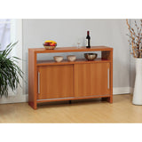 Sideboard Buffet Entry Cabinet Sliding Doors Metal Bar Handles Four Shelves - Furniture Home Direct