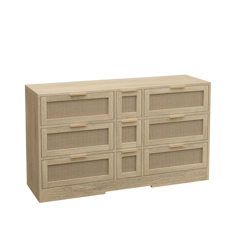 Elegant Rattan Locker With 9 Drawers, Metal Handles - Furniture Home Direct