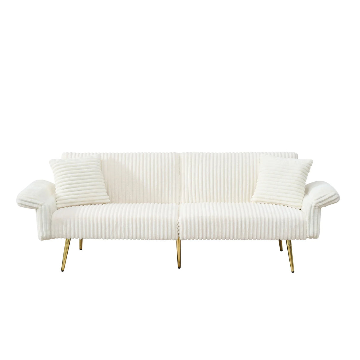 Luxury Corduroy Foldable Double Sofa Bed With Folding Armrests - Furniture Home Direct