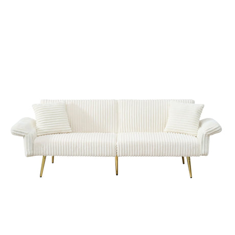 Luxury Corduroy Foldable Double Sofa Bed With Folding Armrests - Furniture Home Direct