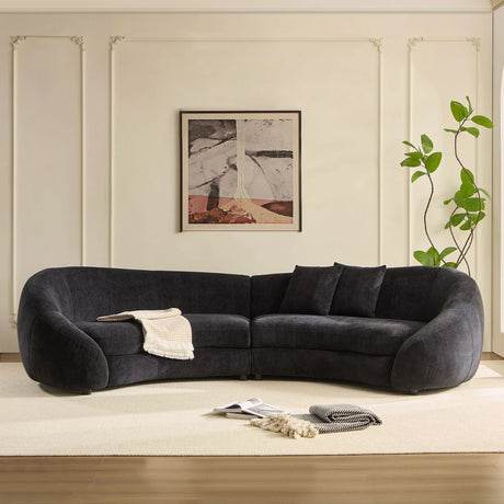 125.98' Modern Curved Sofa With Love Heart Design - Black - Furniture Home Direct