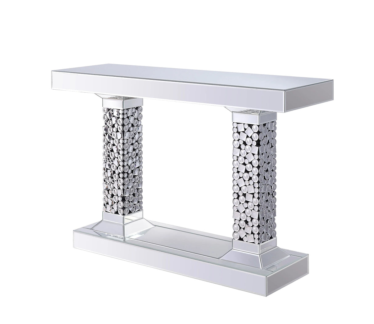 Lachina - Glam Mirrored Faux Gems Console Table - Silver - Furniture Home Direct