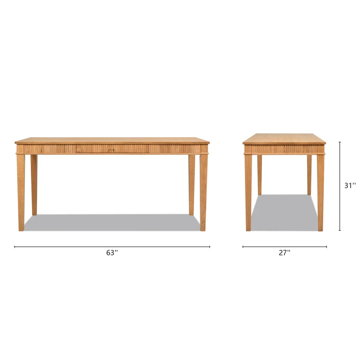 Dumont - Modern Farmhouse 1 Drawer Fluted Home Office Writing Desk - Natural Blonde - Furniture Home Direct