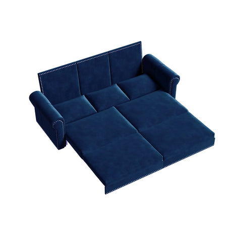 3 In 1 Convertible Sleeper Sofa With Nailhead Trim & Rolled Arm - Furniture Home Direct