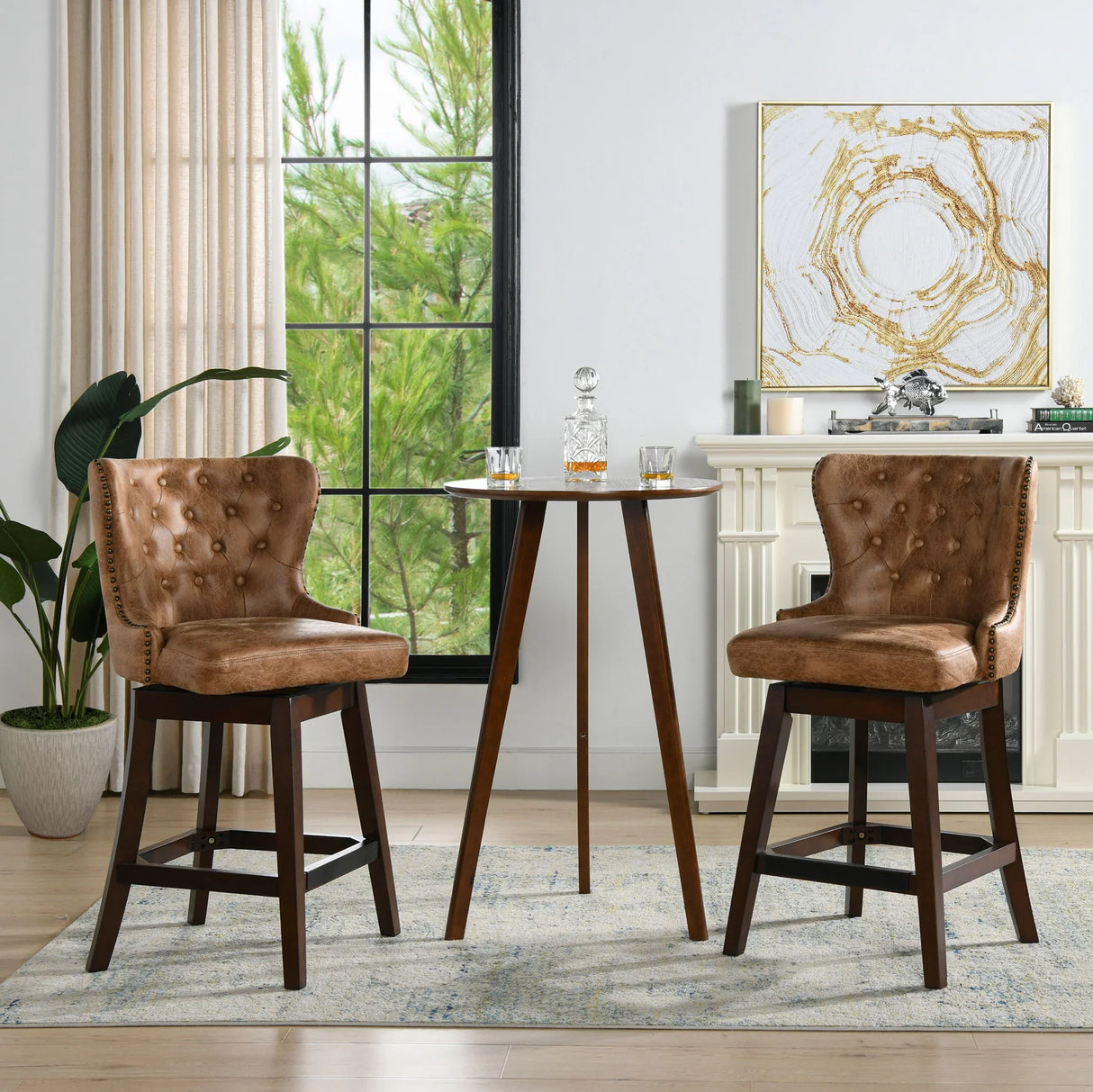 Holmes - Tufted High Back 360 Swivel Counter Height Barstool - Furniture Home Direct
