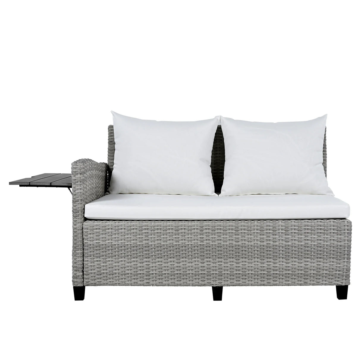 Outdoor Rattan Sectional With 2 Extendable Side Tables and Washable Covers - Furniture Home Direct