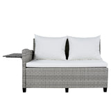 Outdoor Rattan Sectional With 2 Extendable Side Tables and Washable Covers - Furniture Home Direct