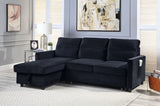 Ivy - Velvet Reversible Sleeper Sectional Sofa With Storage Chaise And Side Pocket - Furniture Home Direct