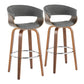 Vintage Mod - Mid Century Modern Fixed Height Barstool With Swivel With Round Footrest (Set of 2) - Furniture Home Direct