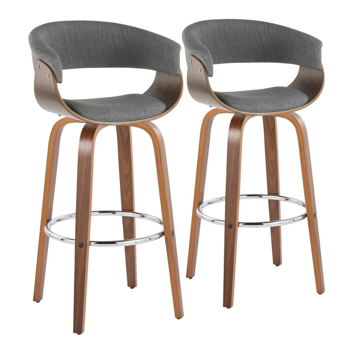 Vintage Mod - Mid Century Modern Fixed Height Barstool With Swivel With Round Footrest (Set of 2) - Furniture Home Direct