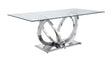 Finley - Clear Glass Top Mirrored Dining Table - Silver - Furniture Home Direct
