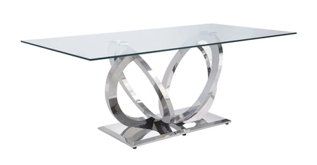 Finley - Clear Glass Top Mirrored Dining Table - Silver - Furniture Home Direct