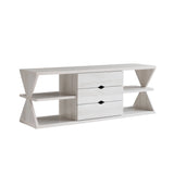 Modern TV Stand With Four Open Shelves And Three Storage Drawers - White Oak - Furniture Home Direct