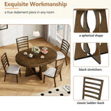 Dining Set Round Table With Four Upholstered Chairs Walnut - Furniture Home Direct