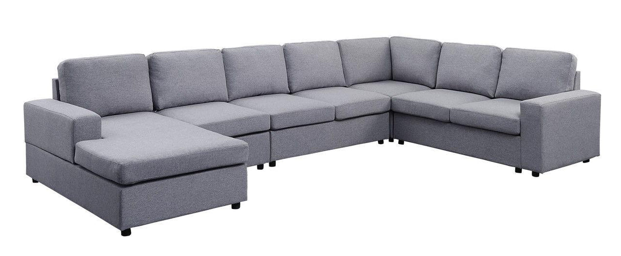 Tifton - Linen 7 Seat Reversible Modular Sectional Sofa Chaise - Furniture Home Direct