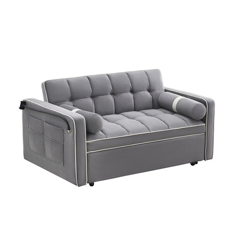 Modern Convertible Sleeper Sofa Couch With Pull Out Bed With Pillows & Side Pockets For Small Space, Living Room - Furniture Home Direct
