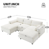 Modular Sectional With Storage Pockets, 5 Seat U Shaped Couch Set With Pillows, Free Combination Modern Cloud Sofa With 2 Movable Ottoman - Furniture Home Direct