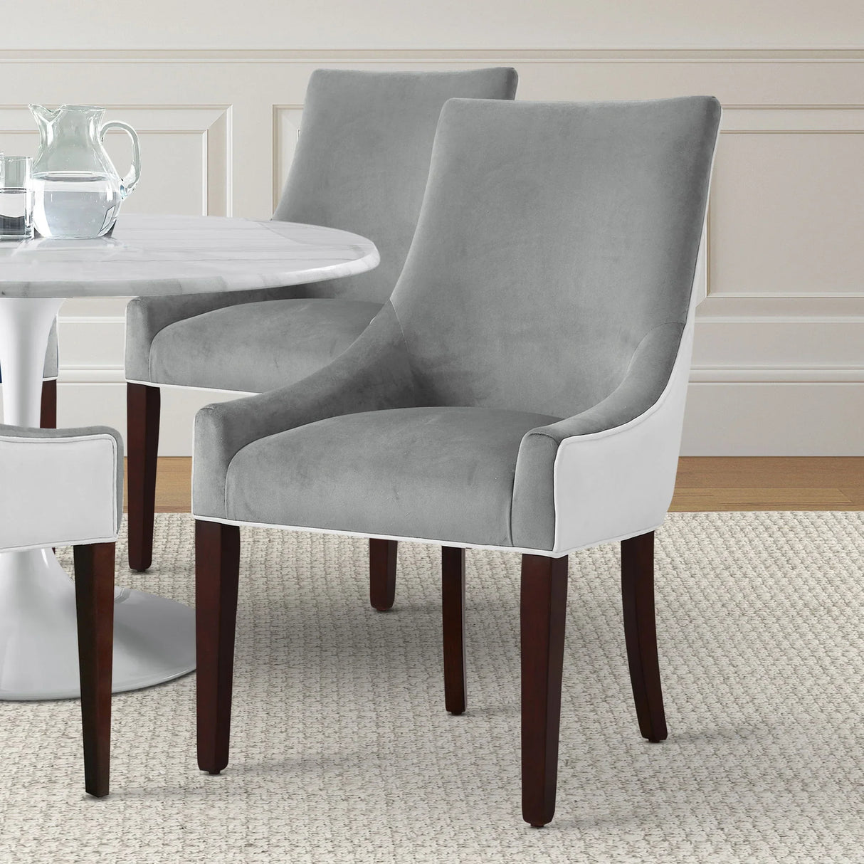 Jackson - Upholstered Dining Chair Elegant Design - Smoke / White - Furniture Home Direct