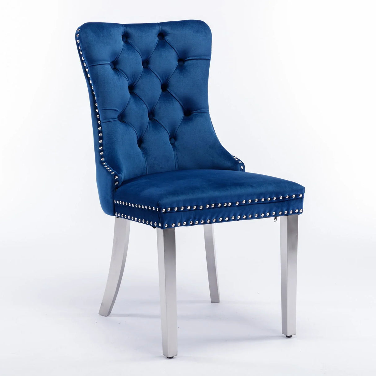 Nikki - Modern, High-End Tufted Solid Wood Contemporary Velvet Upholstered Dining Chair With Chrome Stainless Steel Plating Legs, Nailhead Trim (Set of 2) - Furniture Home Direct