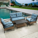 4 PC Outdoor Patio Set - Blue - Furniture Home Direct