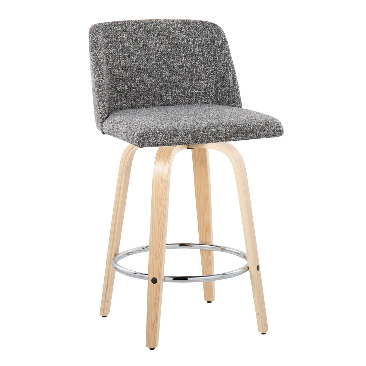 Toriano - Contemporary Fixed-Height Counter Stool With Swivel And Round Footrest (Set of 2) - Furniture Home Direct