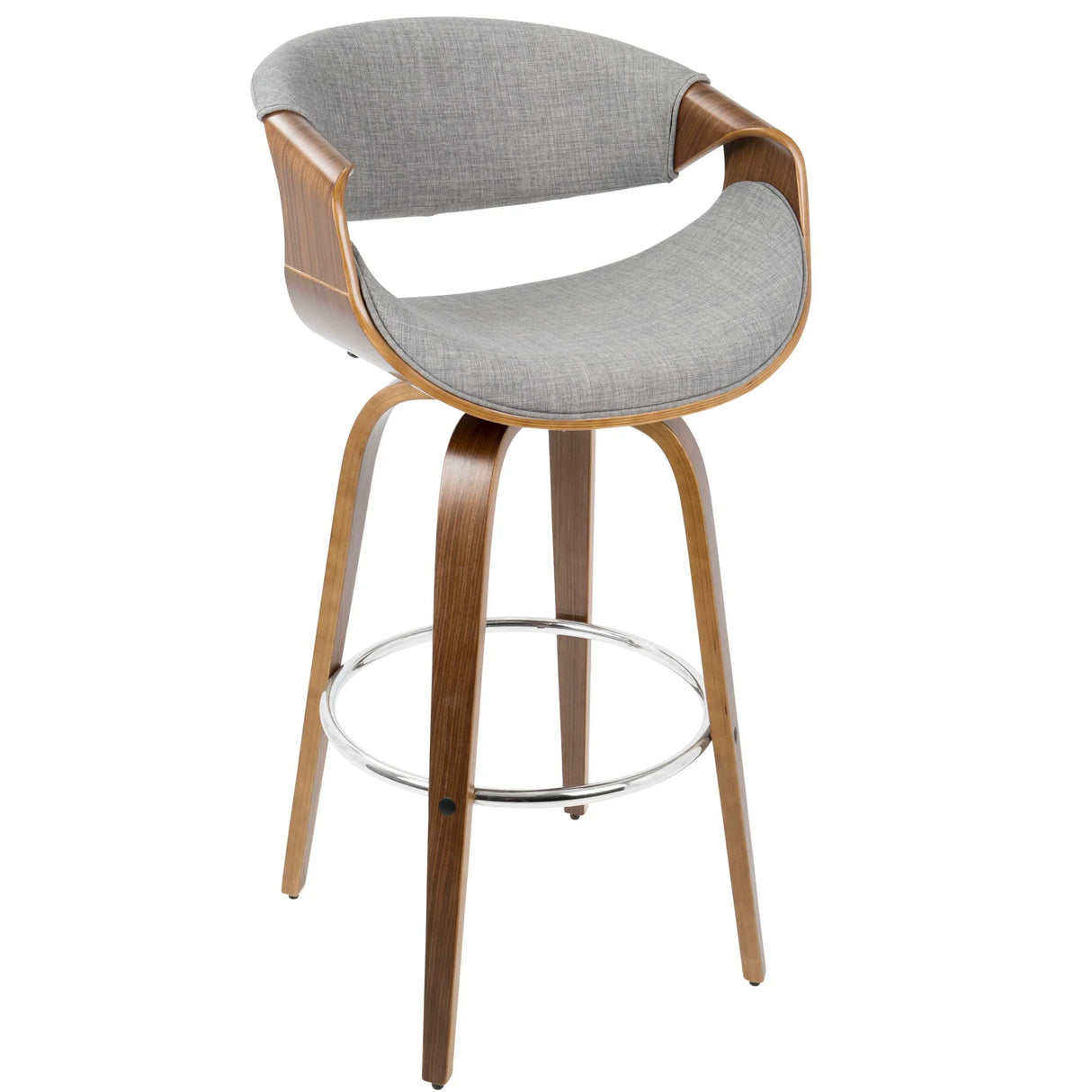 Curvini Mid - Century Modern Fixed Height Barstool With Swivel (Set of 2) - Furniture Home Direct
