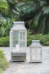 Wooden Candle Lantern Decorative, Hurricane Lantern Holder Decor For Indoor Outdoor, Home Garden Wedding - Ivory - Furniture Home Direct