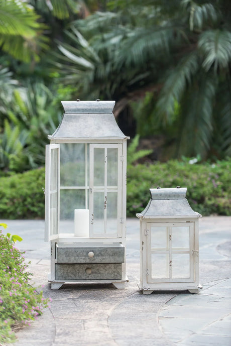Wooden Candle Lantern Decorative, Hurricane Lantern Holder Decor For Indoor Outdoor, Home Garden Wedding - Ivory - Furniture Home Direct