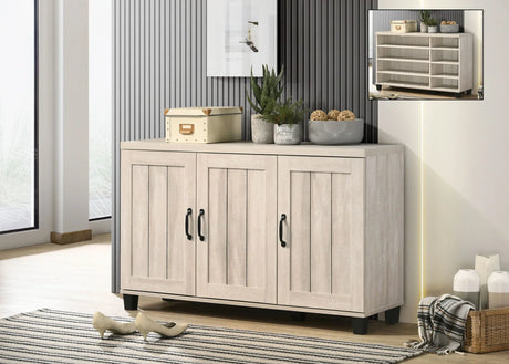 Corby - Oak Finish 3 - Door Shoe Cabinet - Dusty Gray - Furniture Home Direct