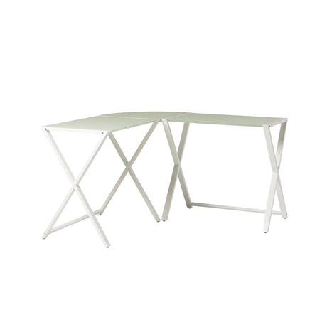Modern X Leg L Shaped Computer Desk - White - Furniture Home Direct