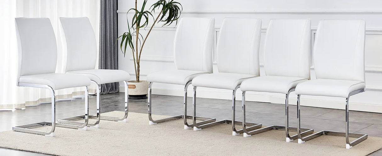 Dining Chairs Arch Back Metal Frame Set Of 6 White - Furniture Home Direct