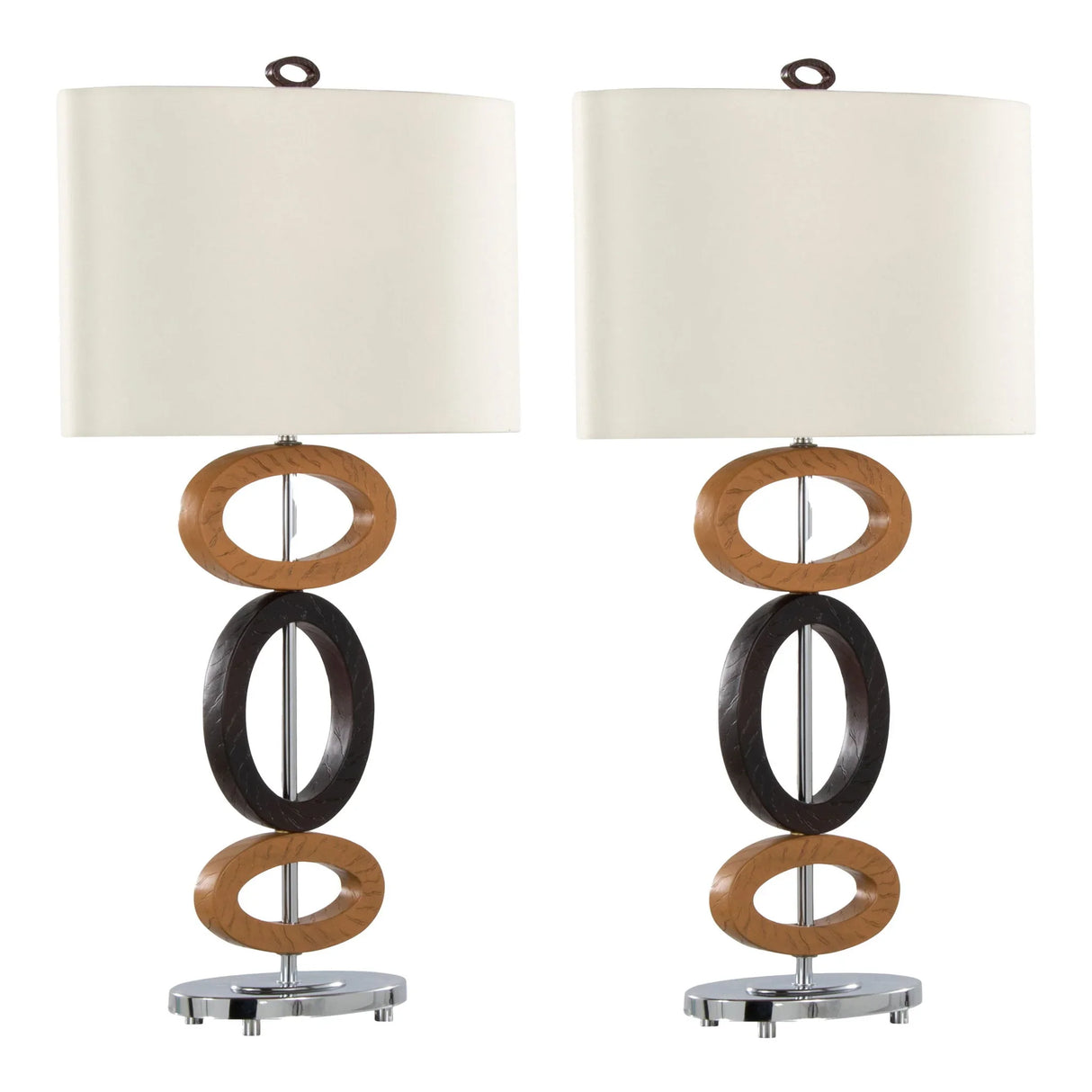 Hoops - Table Lamp (Set of 2) - Cedar / Bronze / White - Furniture Home Direct
