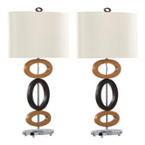 Hoops - Table Lamp (Set of 2) - Cedar / Bronze / White - Furniture Home Direct
