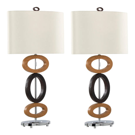 Hoops - Table Lamp (Set of 2) - Cedar / Bronze / White - Furniture Home Direct