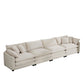 Modern Upholstered 4 Seater Corduroy Fabric Sofa With Arm And Throw Pillows - Furniture Home Direct