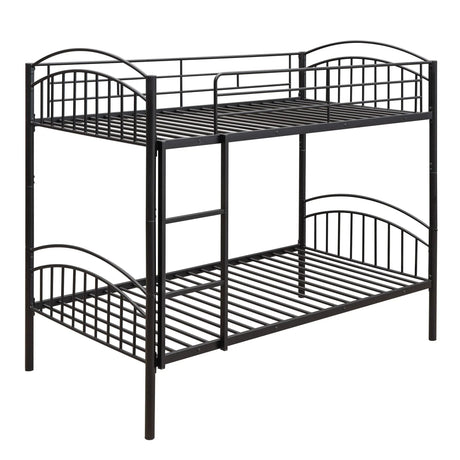 Twin Over Twin Bunk Bed, Divided Into Two Beds - Black - Furniture Home Direct