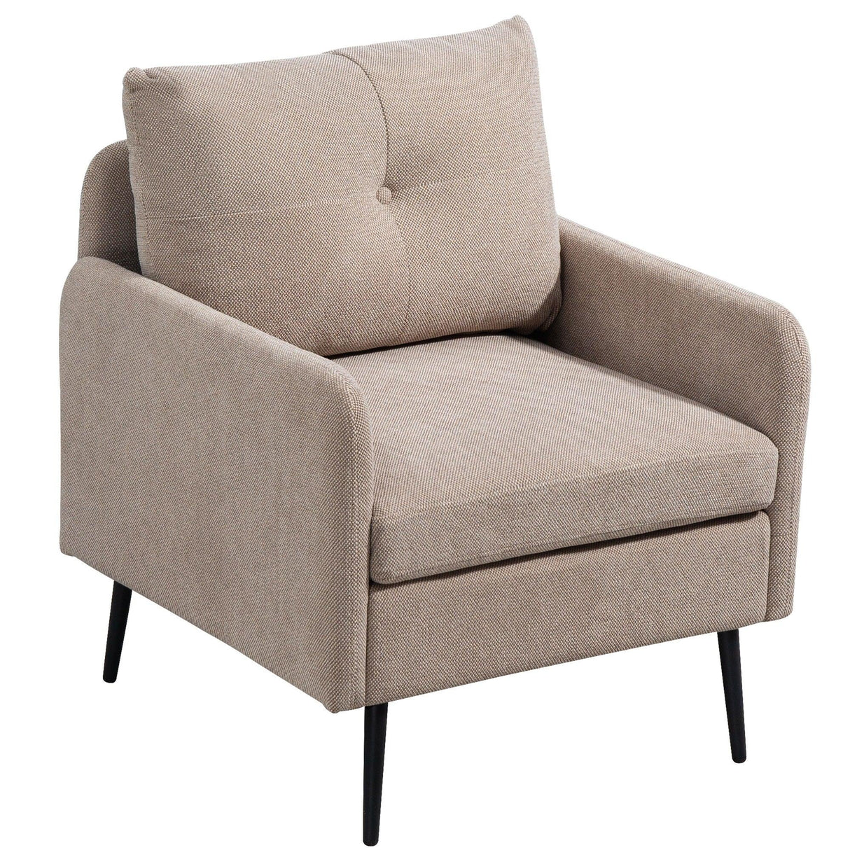 Contemporary Accent Chair With Metal Legs, Comfy Chenille Fabric Armchair - Furniture Home Direct