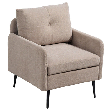 Contemporary Accent Chair With Metal Legs, Comfy Chenille Fabric Armchair - Furniture Home Direct
