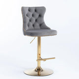 Bar Stools Velvet Upholstered Swivel Backed Set Of 2 Gray - Furniture Home Direct