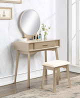 Maly - Contemporary Wood Vanity And Stool Set - Gold - Furniture Home Direct