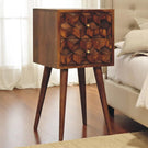 Mini Cube Carved 2 Drawer Nightstand - Furniture Home Direct