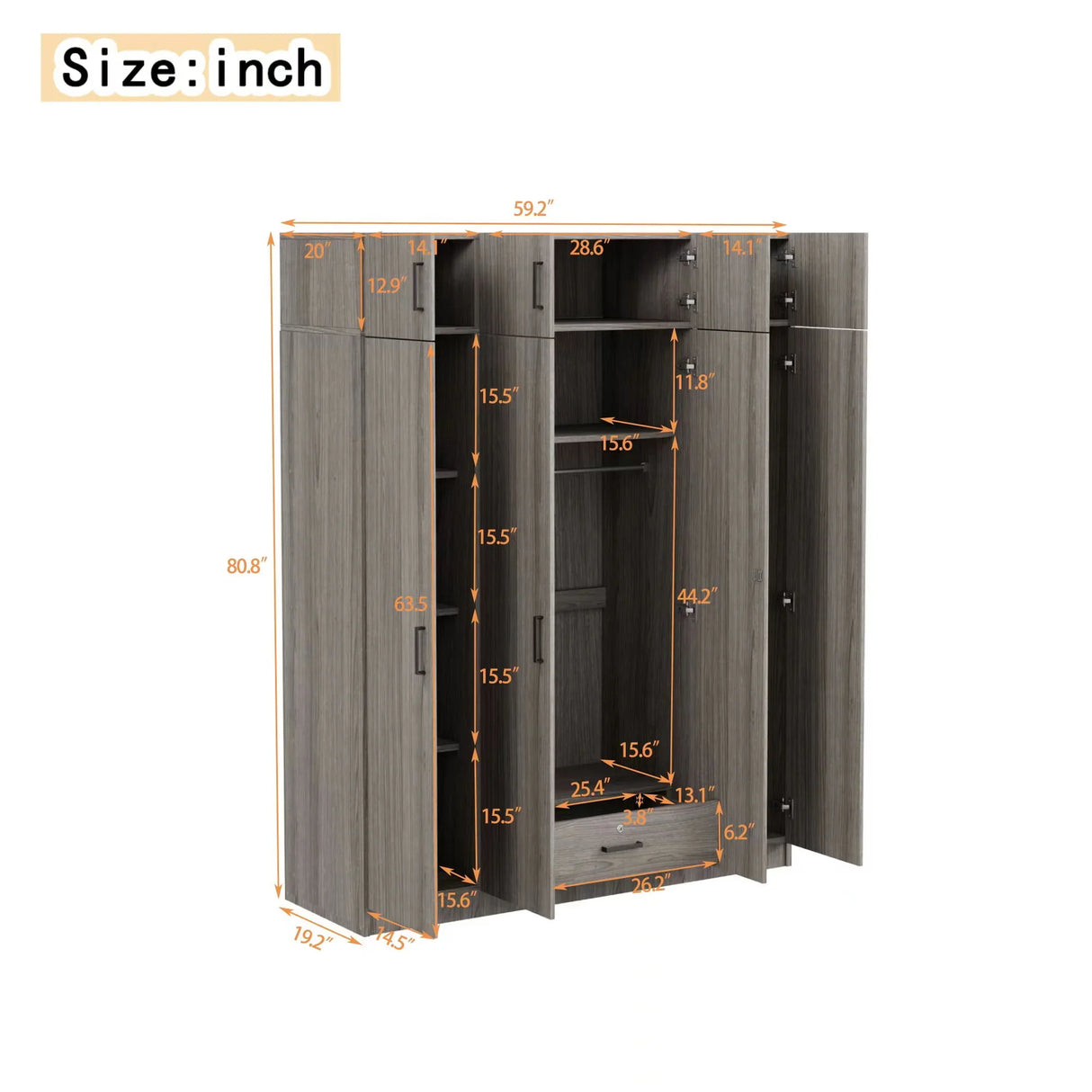 Contemporary 4 Door Wardrobe With 1 Drawer And Top Cabinet - Furniture Home Direct