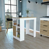 Kitchen Island Three Open Side Storage Shelves And One Push-To-Open Cabinet - White / Macadamia - Furniture Home Direct